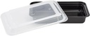28Oz Disposable Black Meal Prep/Bento Box with Clear Dome Lids - Rectangular Plastic Meal Containers - Leak Proof and Reusable Box : Perfect for Salad, Meal Prep and Fruits : Set of 150