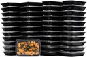 56Oz Rectangular Microwavable Black Plastic Meal Prep Containers with Clear Lids - Food Storage Container - Certified Bpa-Free, Stackable, Reusable Microwave, Dishwasher Safe, Disposable (150)