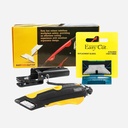 Easyboxcutter, Easy Cut 2000 Yellow Cutter with 10 Ct Standard Replacement Extra Tape Cutter at Back, Dual Side Edge Guide, 3 Blade Depth Setting