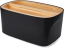 Sonder Los Angeles, Modern Bamboo Fiber (Black) Bread Box for Kitchen Countertop with Reversible Wood Serving Lid, Homemade Bread Storage 14.25 X 9.25 X 7In, Storage Bin and Bread Container