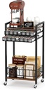 Miratino K-Cup Holder Rack,Coffee Pod Holder Drawer for 84 Coffee Pods Storage,Coffee Cart with Wheels,Stylish Home or Office Coffee Bar Station Organizer,Rustic Brown