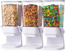 Cereal Dispenser Countertop, Cereal Containers Storage, 5L Organization and Storage Containers for Kitchen, Dry Food Dispenser for Rice, Grains, Nuts, Snack,Oatmeal, Pet Food, White, 3Pc