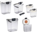 Progressive International Prepworks Prokeeper 6 Piece Plastic Airtight Food Storage Containers for Baking Essentials, White and Clear