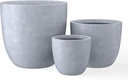 Kante 18",14",10" Dia Concrete (Set of 3) round Planters , Outdoor Indoor Large