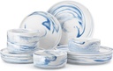 MALACASA Plates and Bowls Sets, 12 Pieces Service for 4 Porcelain Dinnerware Set
