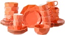 Stone Lain Jamie Porcelain 32-Piece Service for 8, Orange Dinnerware Set,