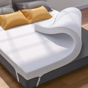 PERLECARE 4 Inch Gel Memory Foam Mattress Topper, Queen, Premium Soft, Removable