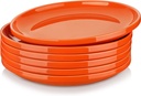 LOVECASA Orange 10.5 Inch Set of 6 Large Dinner Plates Set.