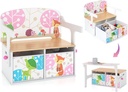 HONEY JOY Kids Table and Chair Set, 3-In-1 Convertible Wooden Toy Storage Bench
