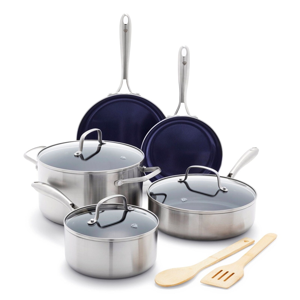 Blue Diamond HD Tri-Ply Stainless Steel Cookware Set - 10Pc