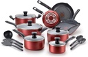 T-Fal Initiatives Nonstick Cookware Set 18 Piece Oven Safe 350F Pots and Pans, D