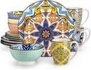 Vancasso Jasmin 16 Pieces Dinnerware Sets for 4 Colorful Porcelain Hand Painted