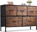 WLIVE Dresser for Bedroom with 5 Drawers, Long Fabric Dresser, Storage Drawer Un