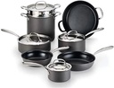 Hard Anodized Nonstick 12-Piece Cookware Set with Hammered Stainless Steel Lids,