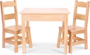 Melissa & Doug Solid Wood Table and 2 Chairs Set - Light Finish Furniture for Pl