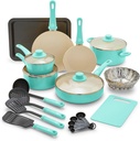 Greenlife Soft Grip Healthy Ceramic Nonstick 18 Piece Kitchen Cookware Pots And