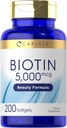 Carlyle Biotin 5000Mcg Softgels | 200 Count | Vitamins for Hair Skin and Nails |