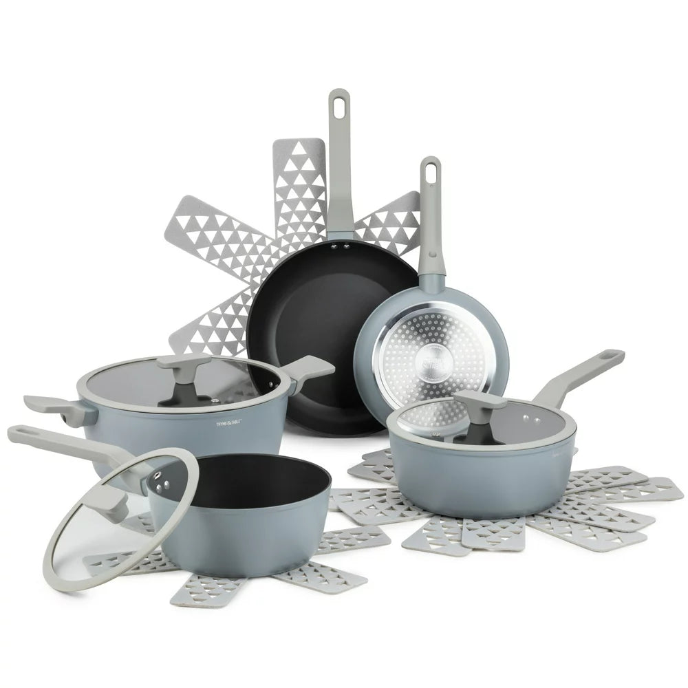 Thyme & Table Nonstick Cookware Set - 12 Pieces in Grey