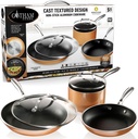 5 Piece Cookware Gotham Steel Copper Cast, Pots and Pan Set with Triple Coated