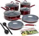 Nonstick Ceramic Pots and Pans Set with Silicone Stay Cool Handles, Dishwasher S