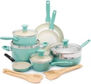 Greenpan Rio Healthy Ceramic Nonstick 16 Piece Cookware Pots and Pans Set, Pfas-