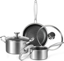 Stainless Steel Pots and Pans Set 6Pcs Nonstick Kitchen Cookware Sets Honeycomb
