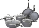 Bialetti 10-Piece Impact Textured Pots and Pans Kitchen Cookware Set, Gray