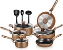 Nutrichef 13 Pcs. Nonstick Kitchen Cookware Pfoa/Pfos-Free Heat Resistant Kitche