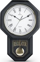Black Pendulum Wall Clock Battery Operated - Regulator Clock - Wooden Schoolhous