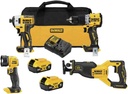 DEWALT 20V MAX XR Power Tools Combo Kit, Hammer Drill, Impact Driver, Reciprocat