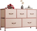 WLIVE Dresser for Bedroom with 5 Drawers, Wide Chest of Drawers, Fabric Dresser,