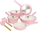 Paris Hilton Ceramic Nonstick Cookware Set, Cast Aluminum with Dual Layer Nonsti