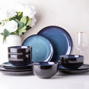Service for 4 12 Piece Ceramic Dinnerware Sets,Stoneware Coupe Plates and Bowls