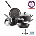 Farberware 12-Piece Easy Clean Nonstick Pots and Pans/Cookware Set, Black