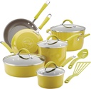 12 Piece Rachael Ray Cucina Nonstick Cookware Pots and Pans Set, , Lemongrass G
