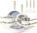 CAROTE 16Pcs Ceramic Cookware Set, Pots and Pans Set Non Stick, Kitchen Cookware