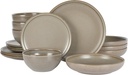 Gibson Elite Beckett Stoneware Matte Reactive Glaze 16 Piece (Service for 4) Pla
