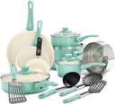 16 Piece Greenlife Soft Grip Healthy Ceramic Nonstick Kitchen Cookware Pots An