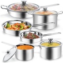 10-Piece Pots and Pans Set, Stainless Steel Cookware Set- Includes Ergonomic Han
