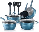 Nutrichef 11 Pc Pots and Pans Set Non Stick Cookware with Ceramic Coating, Ergon