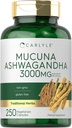 Mucuna with Ashwagandha | 3000Mg | 250 Capsules | Mucuna Pruriens Supplement | V