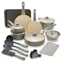 Greenlife 18-Piece Soft Grip Toxin-Free Healthy Ceramic Non-Stick Cookware Set,