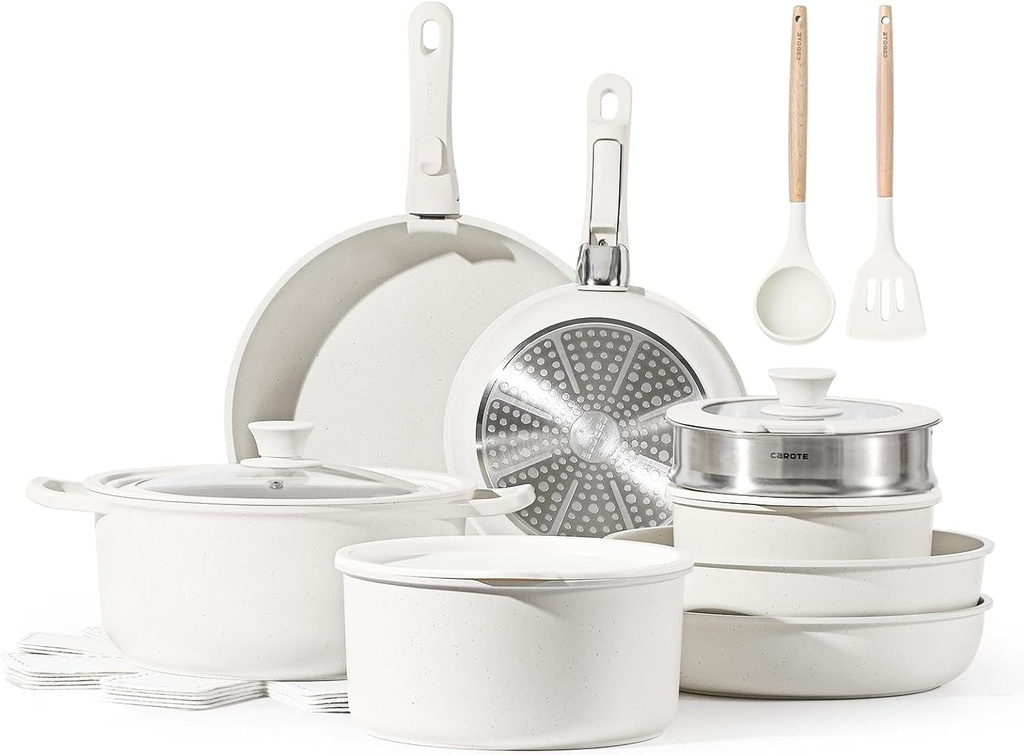 CAROTE 22Pcs Nonstick Cookware Set - Induction Ready