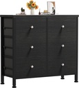 BOLUO Black Dresser for Bedroom 6 Drawer Dressers & Chests of Drawers Small Fabr