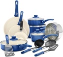 Greenlife Soft Grip Healthy Ceramic Nonstick 16 Piece Kitchen Cookware Pots And