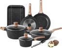 11 Piece Pots and Pans Set - Caannasweis Nonstick Granite Stone Cookware Sets,