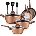 12-Piece Set) Nutrichef Kitchenware Pots&Pans Stylish Cookware, Non-Stick Coati