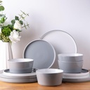 Amorarc 12 -Piece Ceramic Dinnerware Sets for 4, Double Color Stoneware Plates A