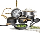 Gotham Steel 15 Pc Ceramic Pots and Pans Set Non Stick, Kitchen Cookware Sets, P