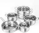 11-Piece Stainless Steel Pots and Pans Set, Kitchen Cookware Sets Cooking Set, I